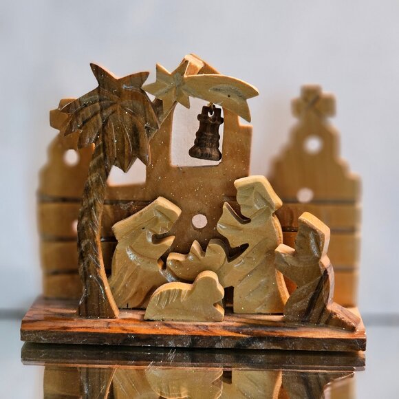 Wooden Nativity Scene Bethlehem Laser Cut Ornament, Made in Israel - Picture 1 of 5